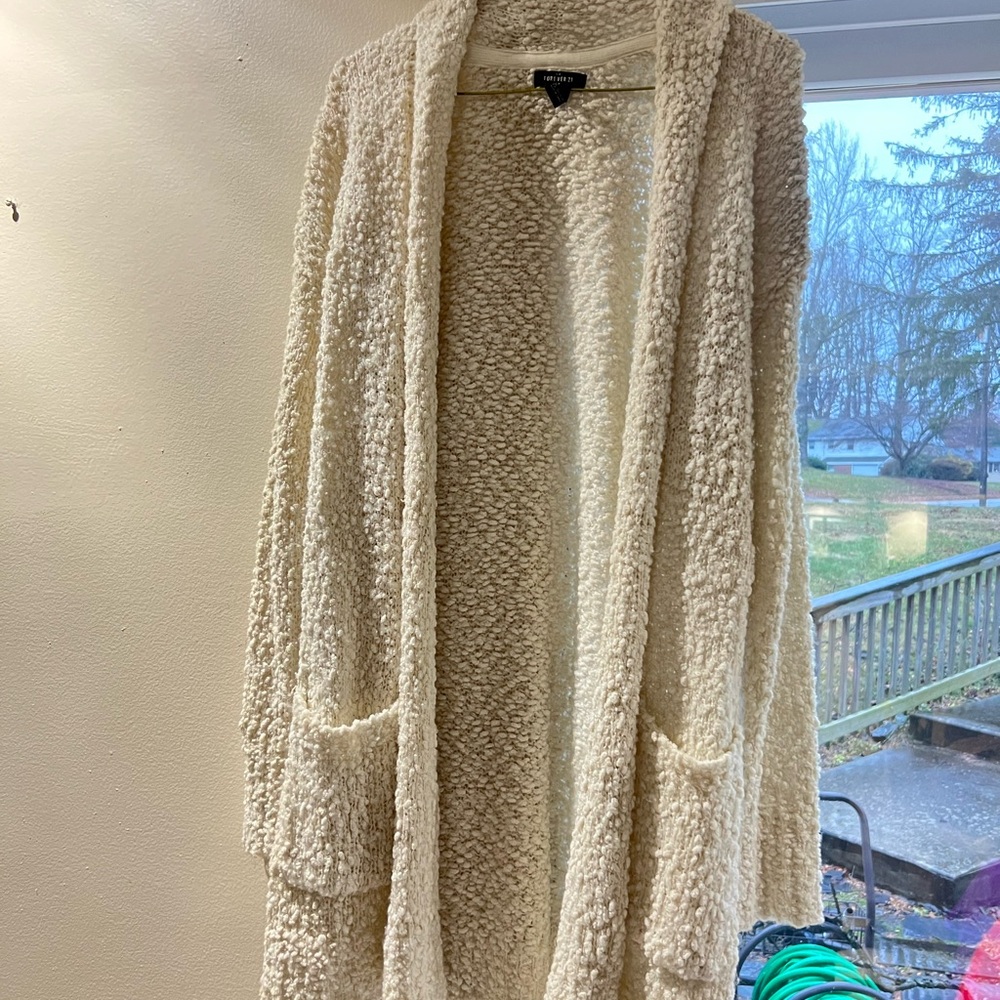 Forever 21 Cream Textured Cardigan